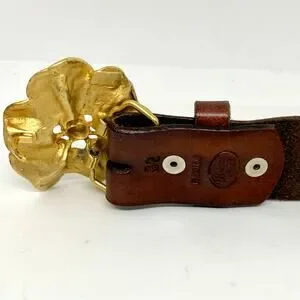 B-Low the Belt Brown Leather Belt with Orange Flower Buckle Size 32 B-Low the Belt | Accessories | Blow The Belt Brown Leather  main image 2
